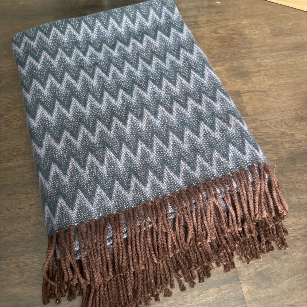 Alpaca Wool Woven Chevron Throw Blanket - Picture 4 of 4